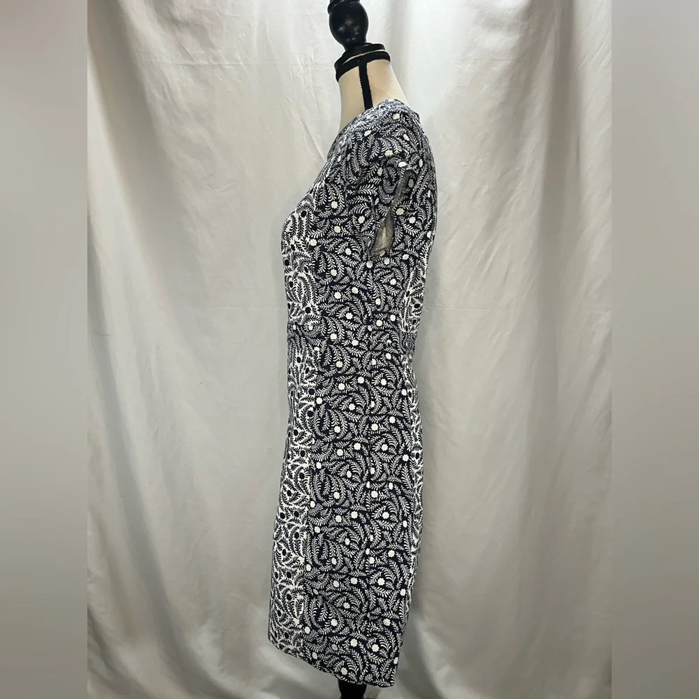 Boden Leaf Print Cap Sleeve Full Zip Fitted Bodice  Mini Dress - Picture 3 of 10